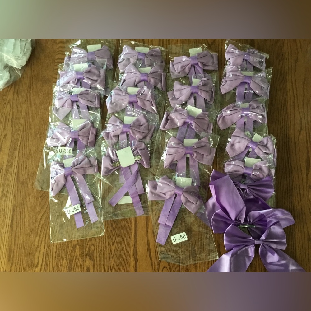 Lavender Satin Ribbon Bows, Hair Clips Bows, 23 Purple